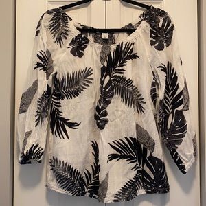 Black & White Tropical Print Top